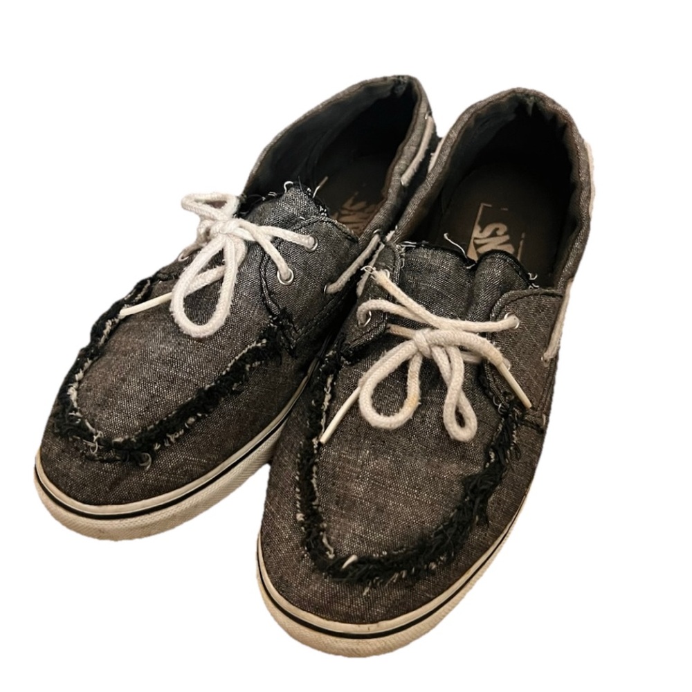 Vans Charcoal Canvas Sneakers Boat Shoes